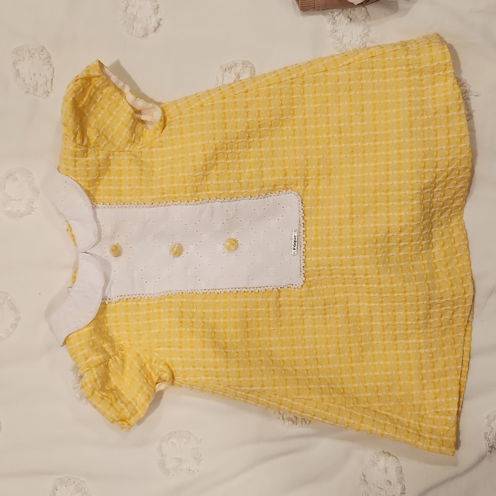 FOQUE GIRLS YELLOW COTTON DRESS